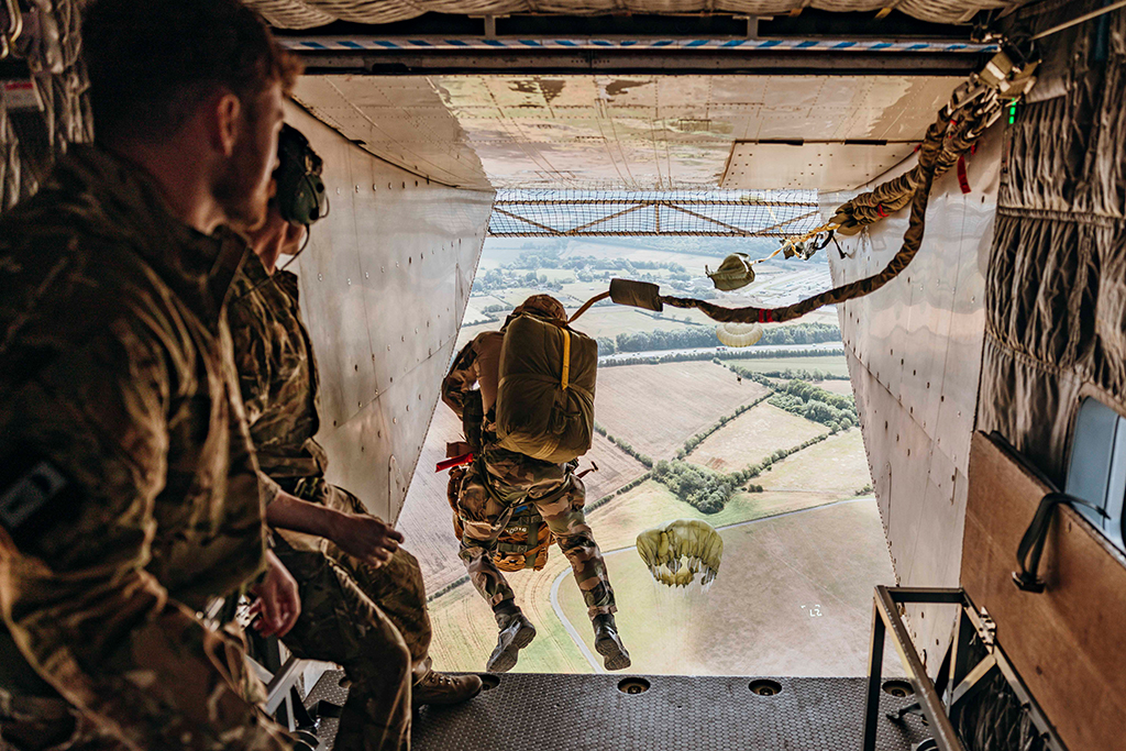 Instructor led training. Green on Go! Parachutists jump from the rear of the aircraft.